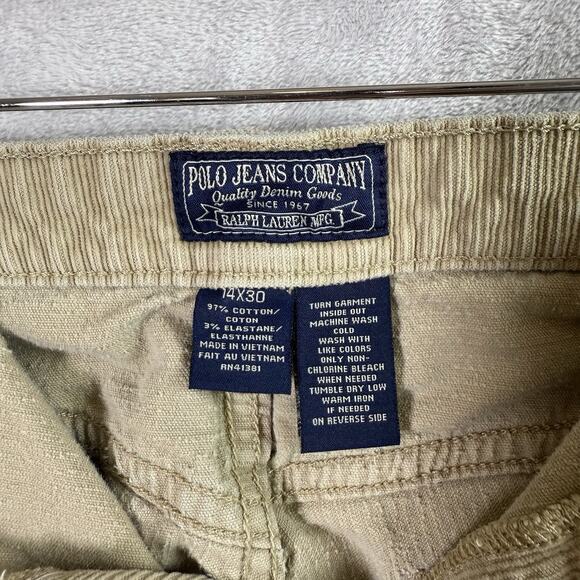 Polo Jeans RL Company Corduroy Pants Women's 14x30 (17.5 Waist) Tan Pockets - Picture 9 of 15